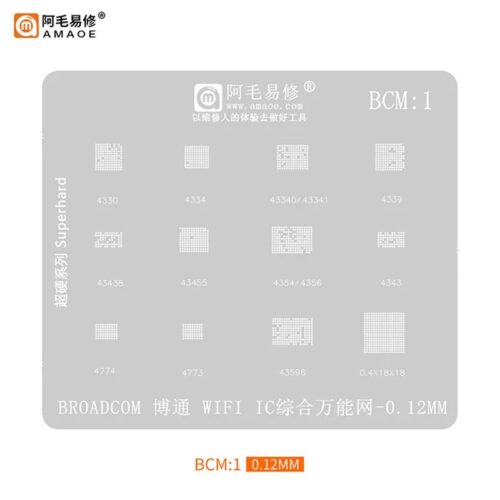 5bf943d0-d96e-4a77-ad17-545edd2a759f.jpg Amaoe BCM1 Bluetooth WiFi IC Universal Reballing Stencil-Original With Universal Position 0.4 18?18 for BCM Wifi IC Module Reballing