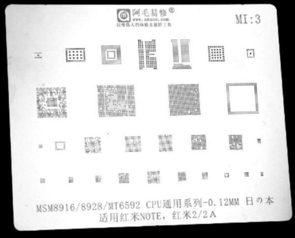 AMAOE XIAOMI MI 3 Stencil