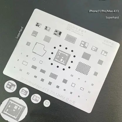 Amaoe BGA Reballing Stencil-Original For iPhone 11/Pro/Max A13 CPU IC Chip Planting Tin Template Soldering Net Amaoe BGA Reballing Stencil Original For iPhone 11/Pro/Max A13 CPU IC Chip Planting Tin Template Soldering Net